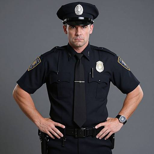 Determined Police Officer in Uniform