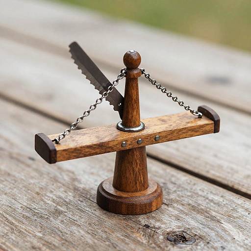 Vintage Oak Guillotine Toy Model