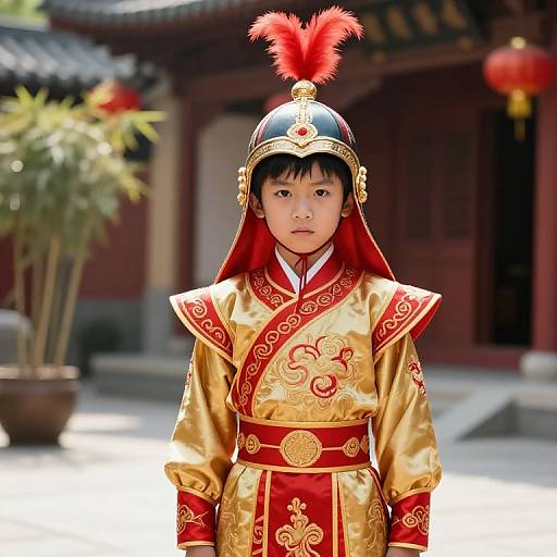 Boy in Traditional Chinese Ceremonial Attire
