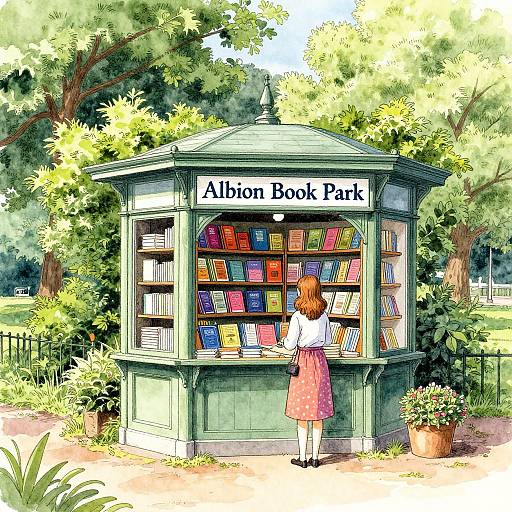 Whimsical Albion Book Park Illustration