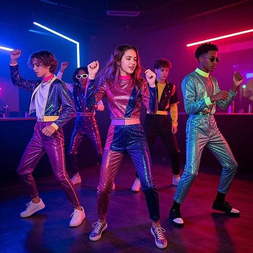 Neon Spandex Teens Retro Dance