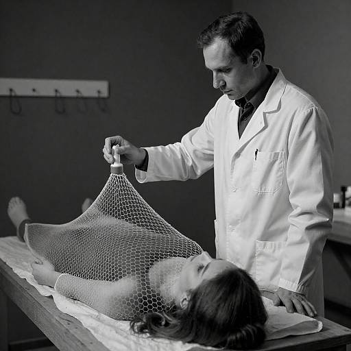 Intriguing Lab Scene with Mesh Pattern