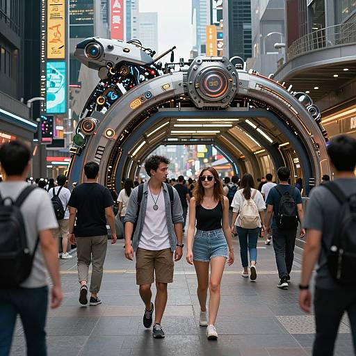 Futuristic Cityscape with Pedestrian Tunnel