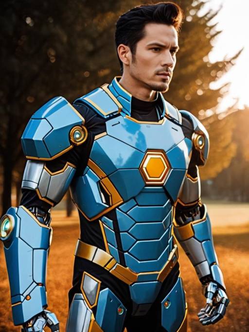 Man in Robot Invincible Cosplay Costume