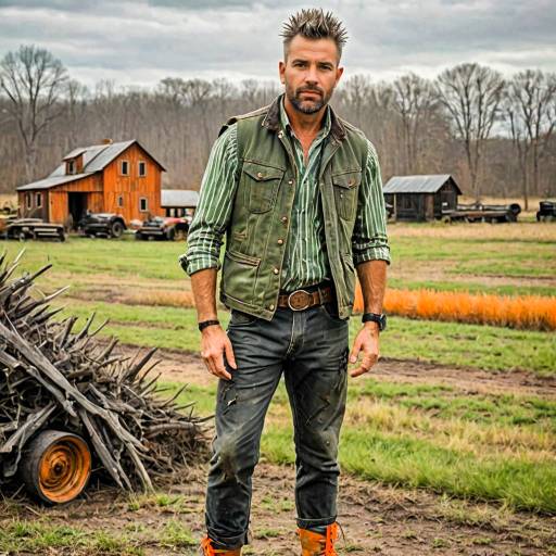 Rugged Man in Country Outfit on Farm