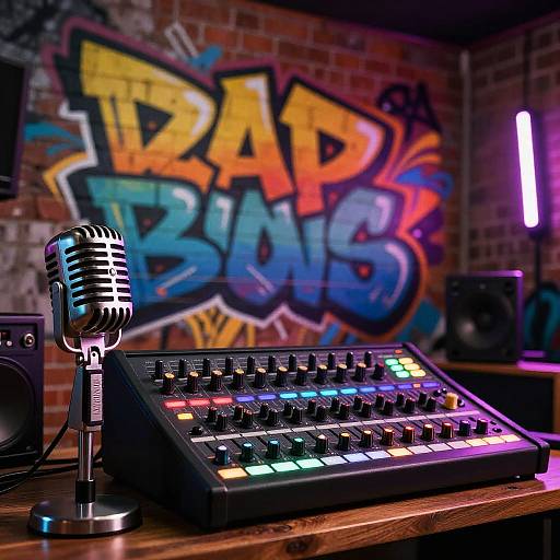 Vibrant Urban Rap Studio Scene