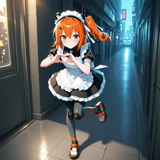 Futuristic Android Maid in Neon City