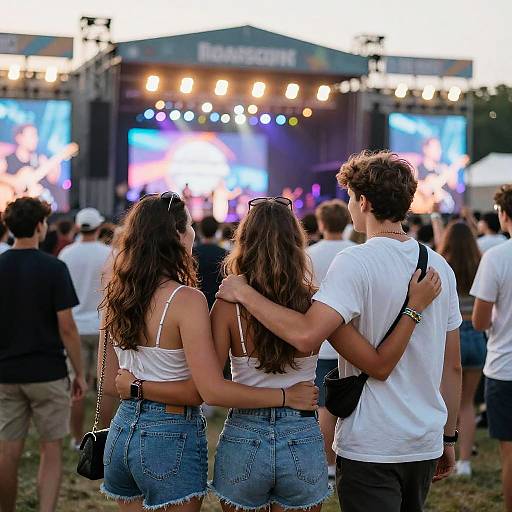 Friends enjoying outdoor music festival