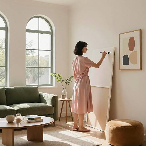 Artist Painting in a Modern Living Room