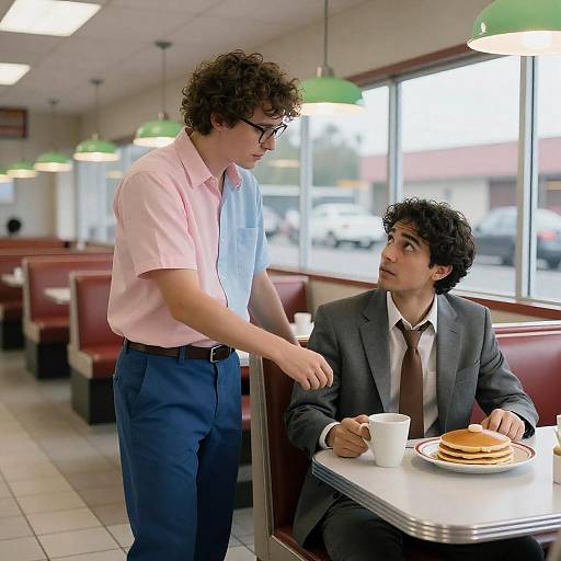 Two Friends in a Cozy Diner Scene