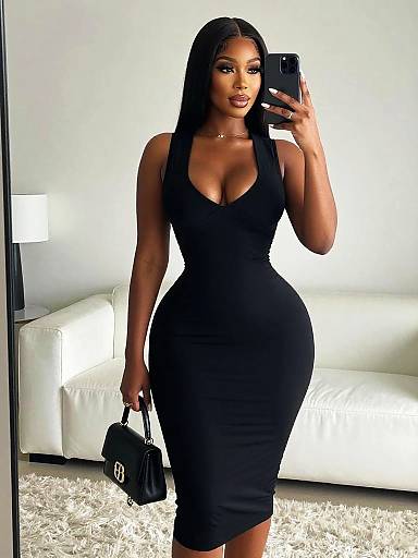 Stylish Brown-Skinned Woman Mirror Selfie