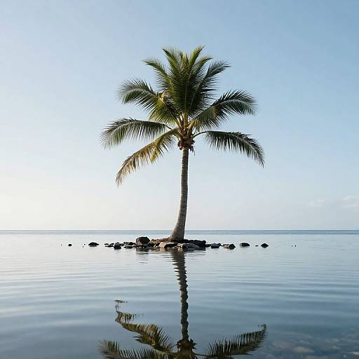 Solitary Palm Tree on Fragmented Isle
