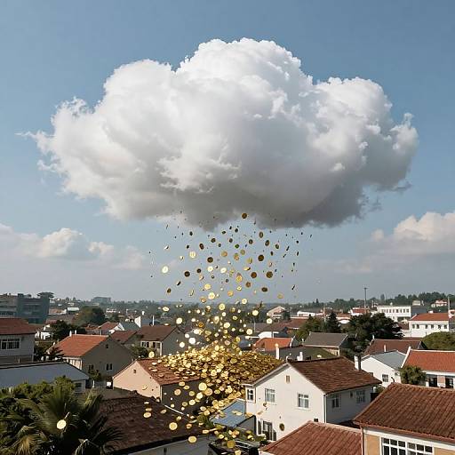 Surreal Cloud Raining Golden Coins