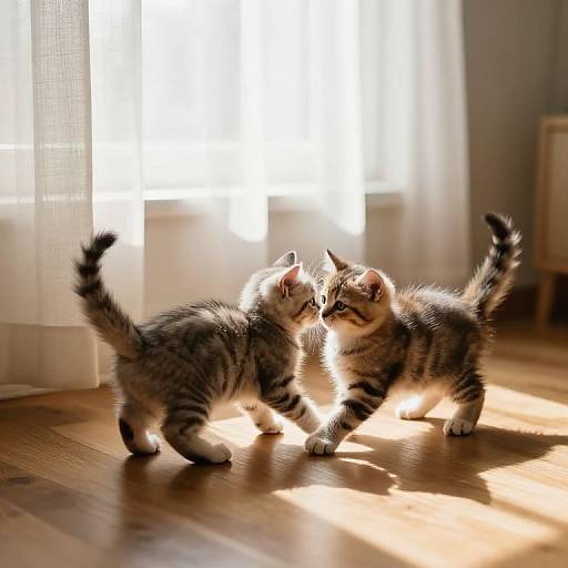 Playful Kittens on Sunlit Floor
