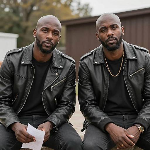 Two Stylish Bald Men Outdoors