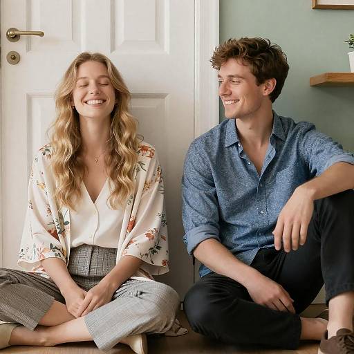 Joyful Moment: Couple Relaxing at Home