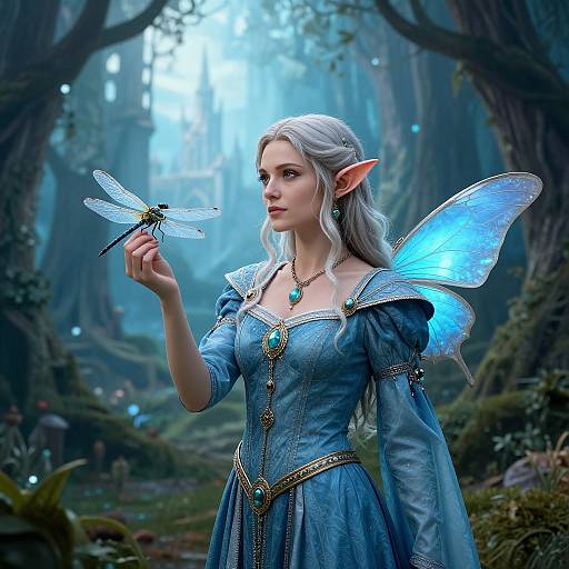 Mystical Elf Woman in Enchanted Forest