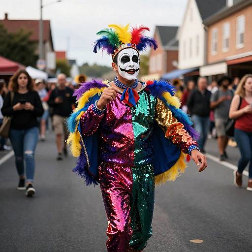 Vibrant Carnival Street Performer