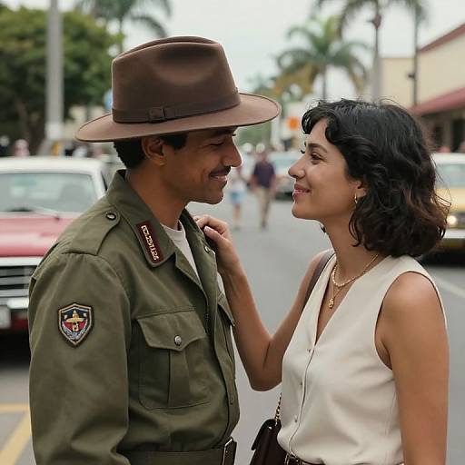 Couple Sharing Warm Moment on Street
