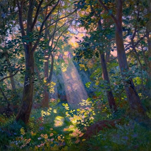 Dreamlike Twilight Forest Impressionism