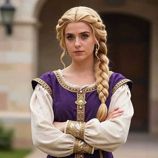 Medieval Woman in Embroidered Costume