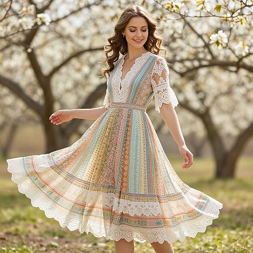 Elegant Flowing Dress in Garden