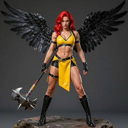 Fierce Female Warrior with Wings