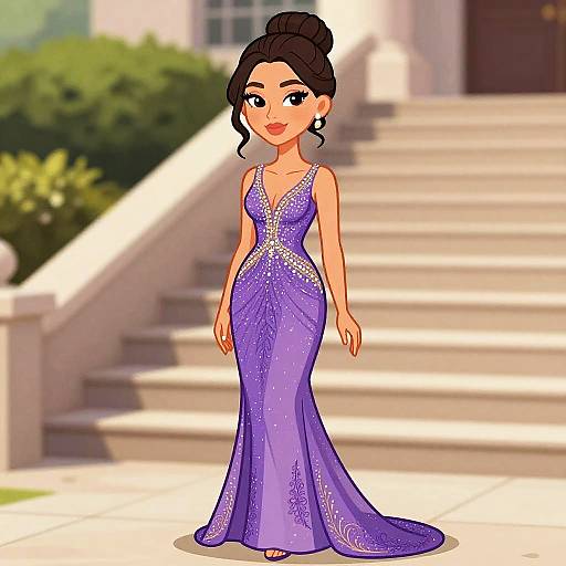 Glamorous Woman in Beaded Evening Gown