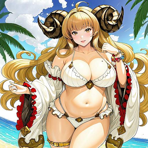 Illustration of Anila (summer) (granblue fantasy), granblue fantasy in the style of K2isu