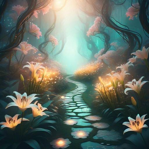 Surreal Dreamy Forest Path Illustration
