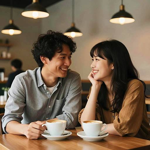 Joyful Couple in a Cozy Café
