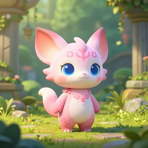 3D Fantasy Creature in Ancient Garden