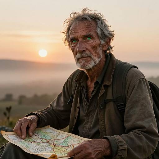 Wistful Wanderer with Ancient Map