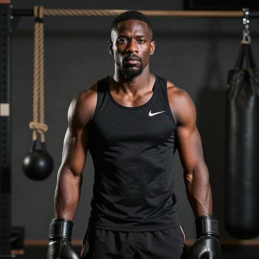 Muscular Man in Dimly Lit Gym