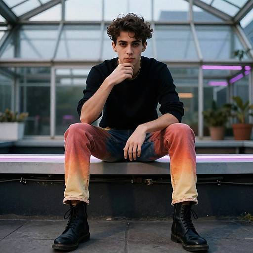 Rooftop Magician in Sunset Patchwork Jeans