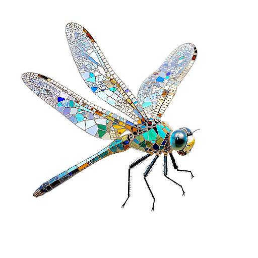 Abstract Mosaic Dragonfly Artwork