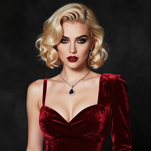 Glamorous Vintage Woman in Red Velvet