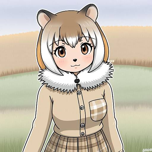 Illustration of Black-tailed prairie dog (kemono friends), kemono friends in the style of Kago no tori