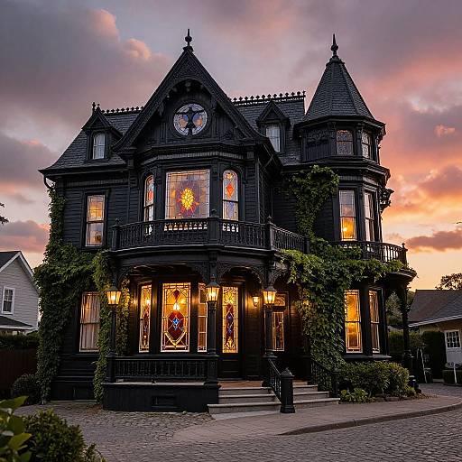 Majestic Black Victorian Gothic House