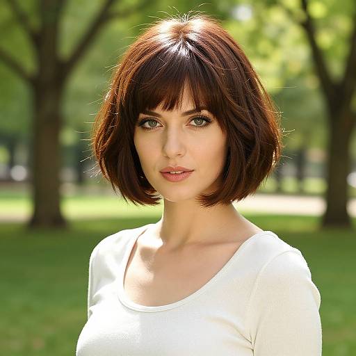 Confident Woman with Voluminous Bob Hairstyle