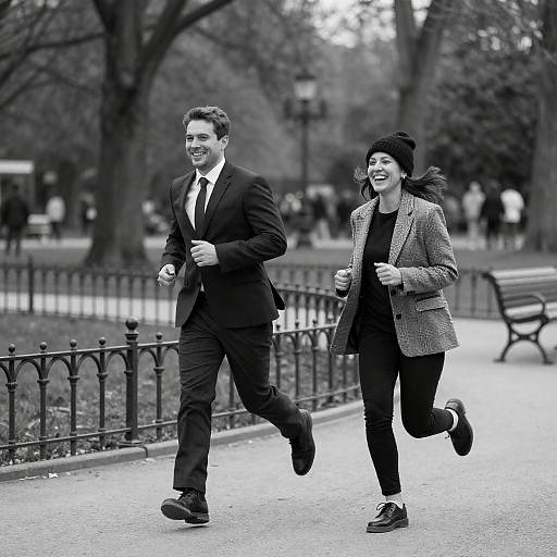 Dynamic Park Scene in Black and White