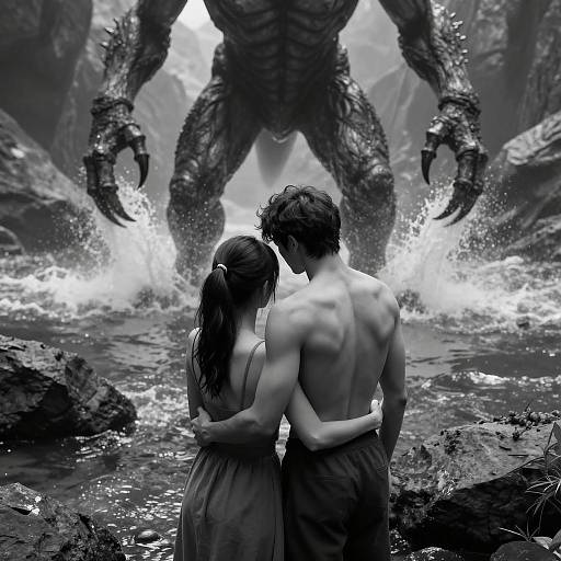 Embrace Amidst the Monstrous Landscape