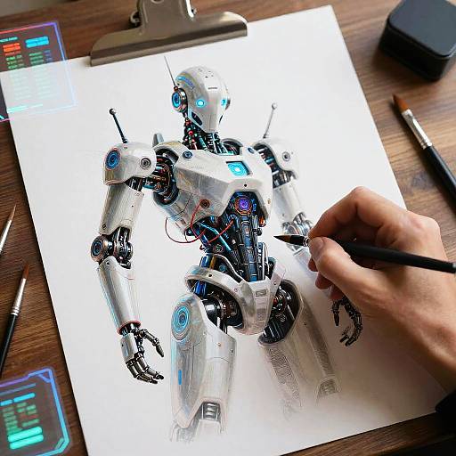 Futuristic Robot Artist in Cyberpunk