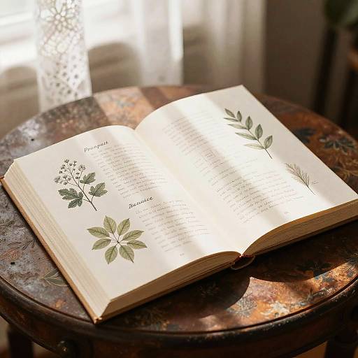 Elegant Prompt Book on Vintage Table