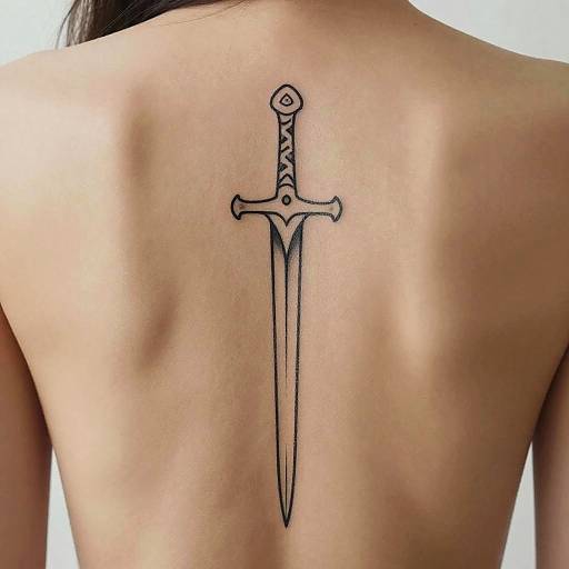 Minimalist Elegant Sword Back Tattoo