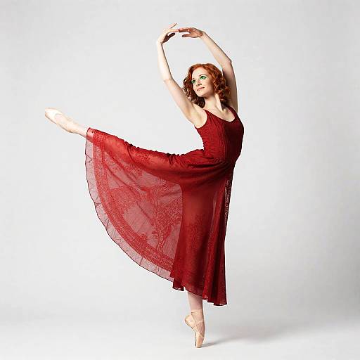 Graceful Ballerina in Red Dress