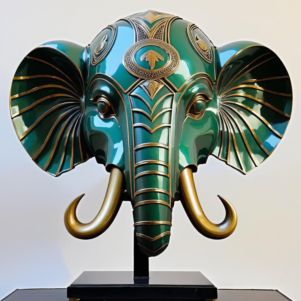 Stylized Art Deco Elephant Head Sculpture