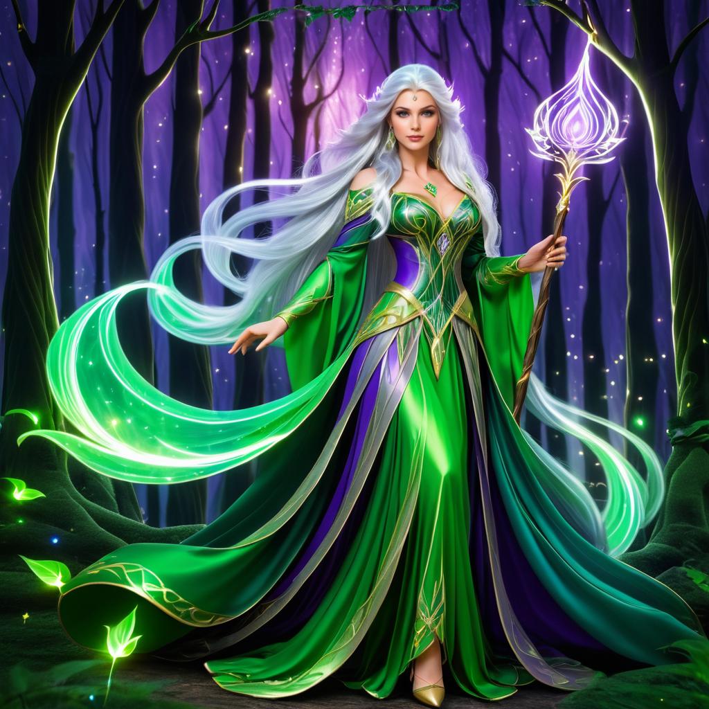 Mystical Elven Woman in Enchanted Forest