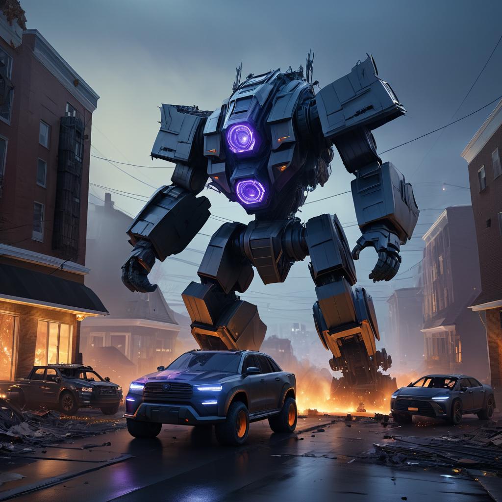 Destructive Robot Monster in Urban Chaos