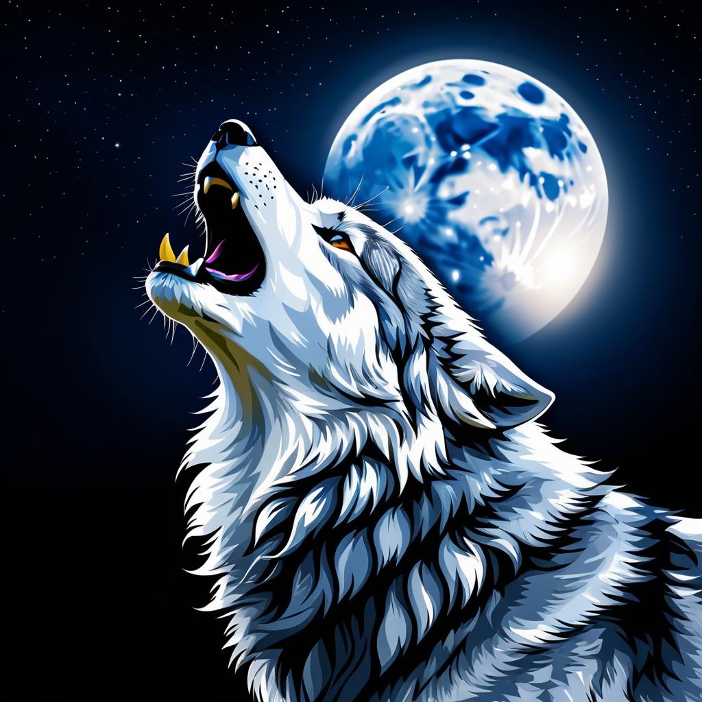 Majestic Wolf Howling Under the Moon